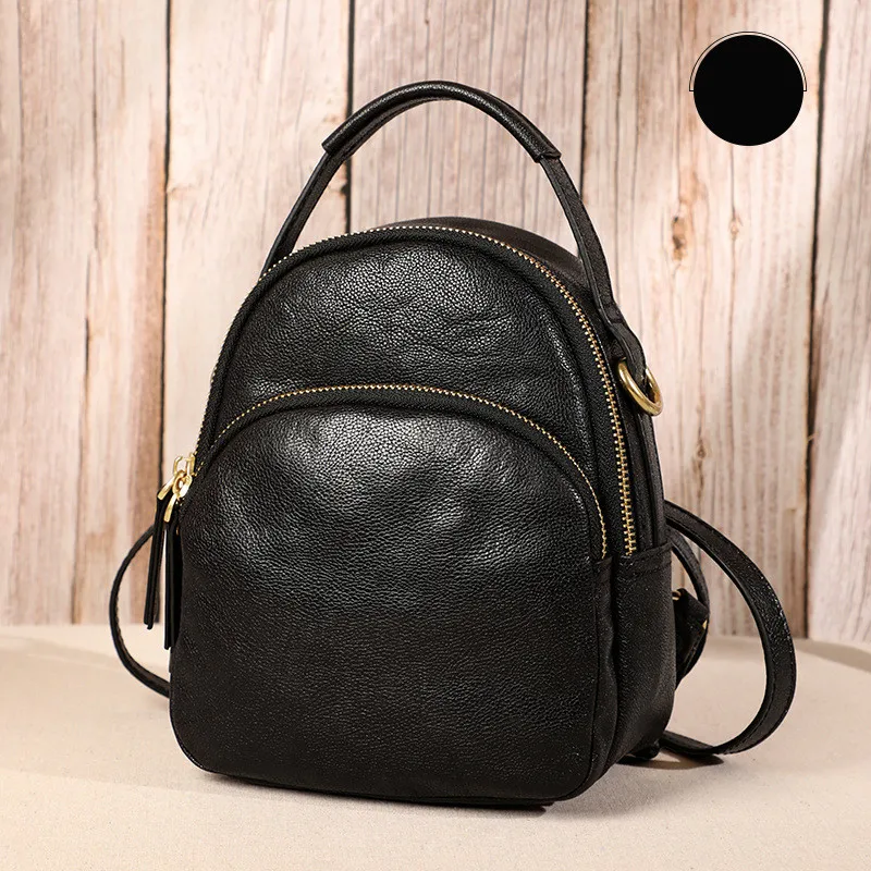 

Cowhide Women Handbag Genuine Leather Thread Student Female Shoulder Bag Handmade Multi-function Travel Bag