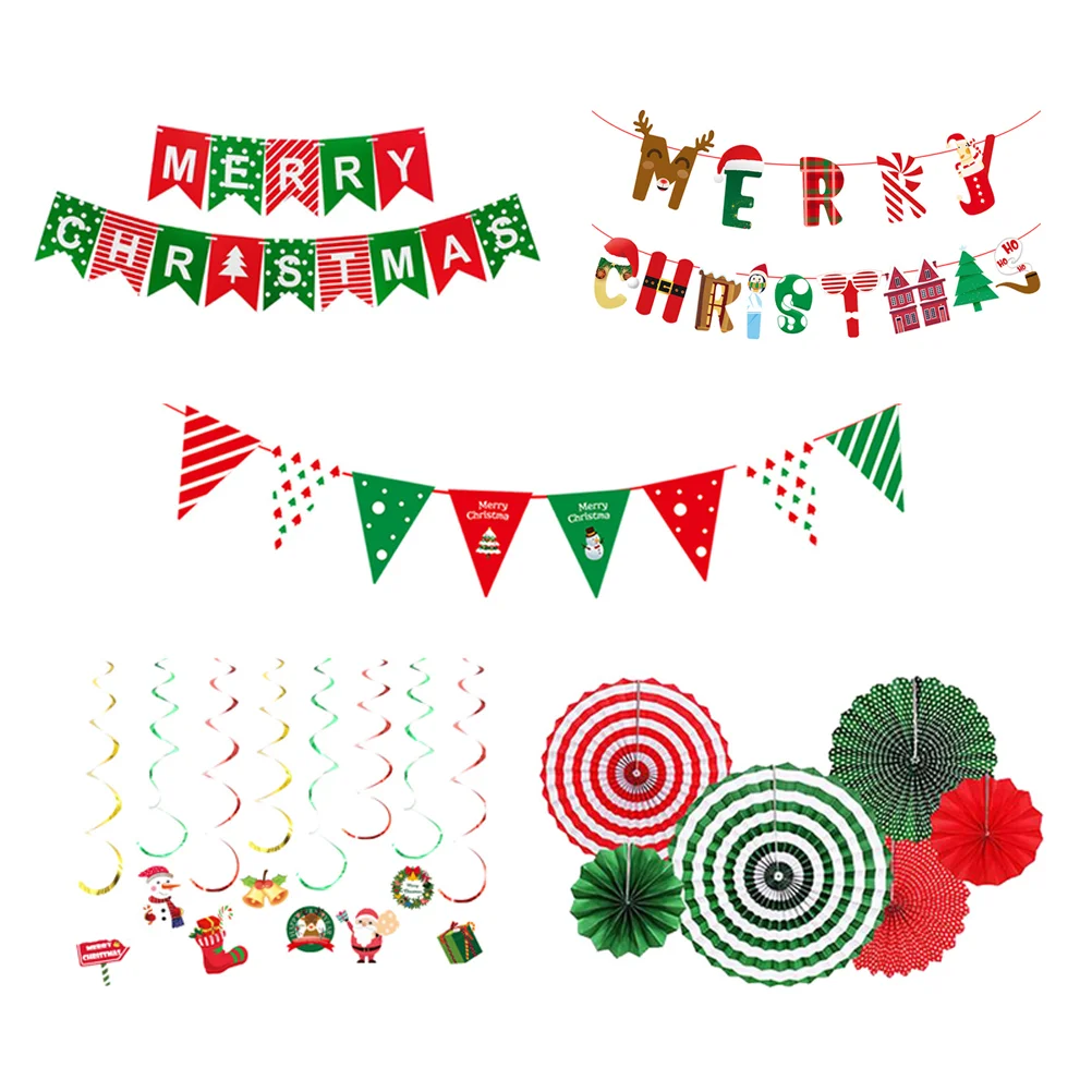 

5 Sets Christmas Dangling Alphabet Banner Decorative Christmas Flag