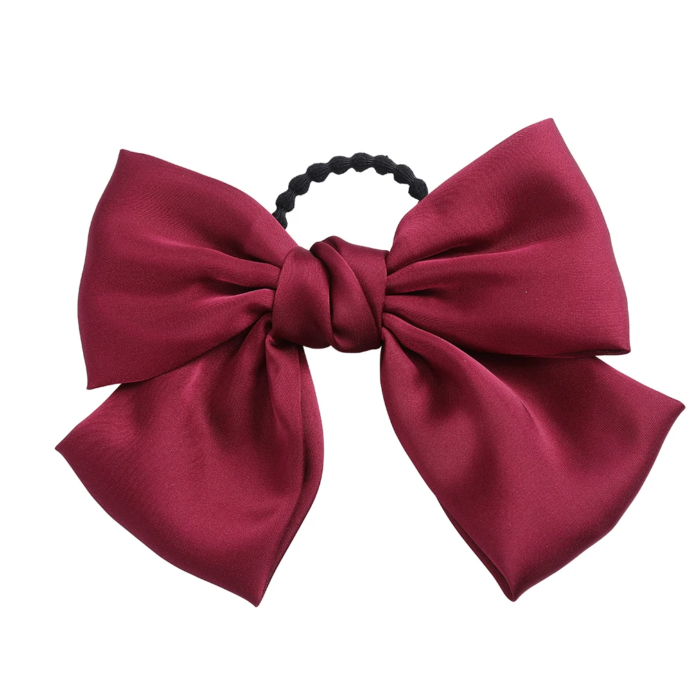 Hair ring-wine red Haimeikang, большой бант для волос, заколки для волос, атлас, два слоя, Бабочка, бант, Шпилька для девушек, аксессуары для волос для женщин, Шпилька-бант - Цвет: Hair ring-wine red