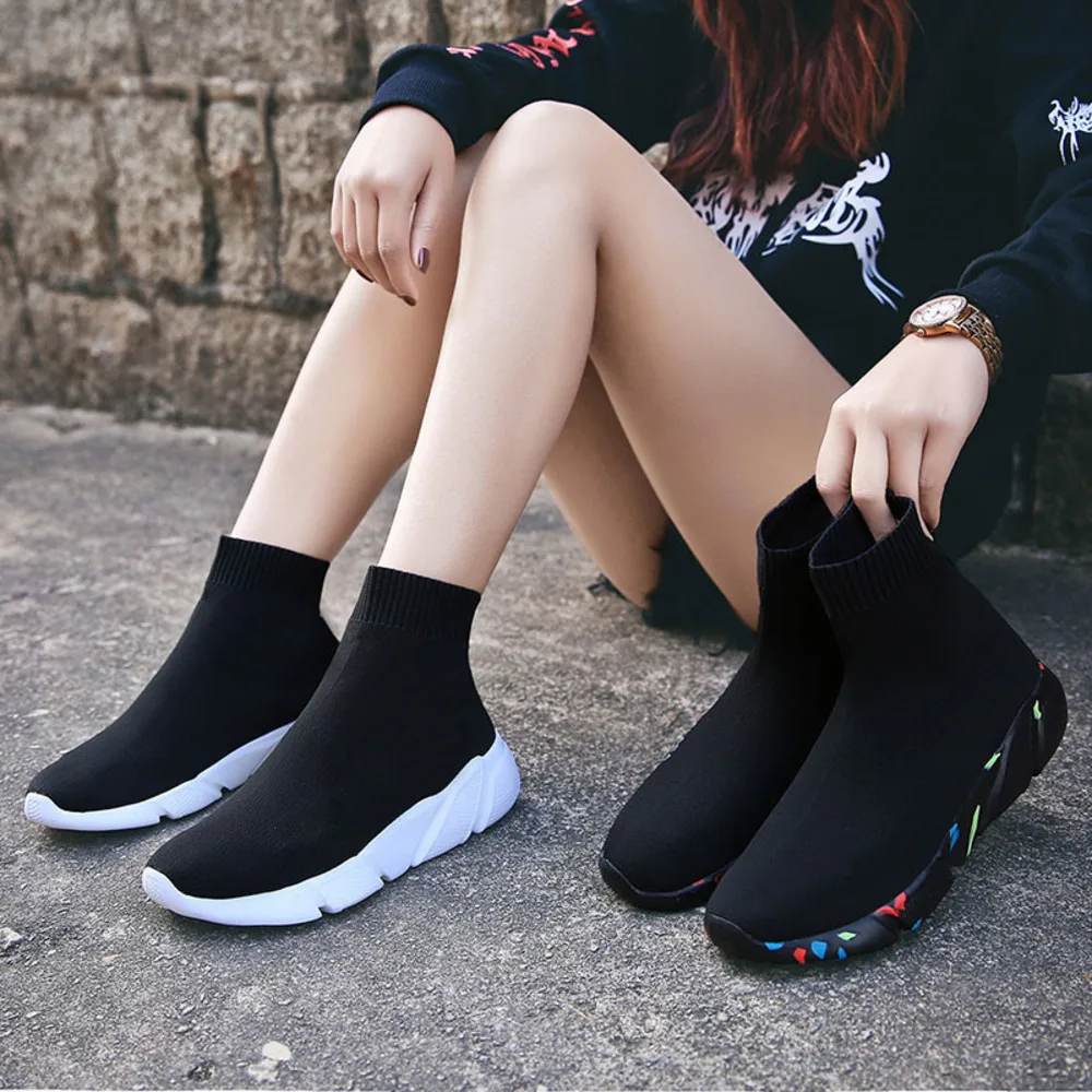 2020 Zapatillas de punto transpirables superiores para hombre y mujer zapatillas deporte gruesas | Спорт и развлечения