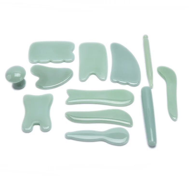 

1pc Natural Jade Guasha Stone Board Facial Eye Guasha Plate Jade Face Neck Back Body Pressure Therapy Massager Scraper tool