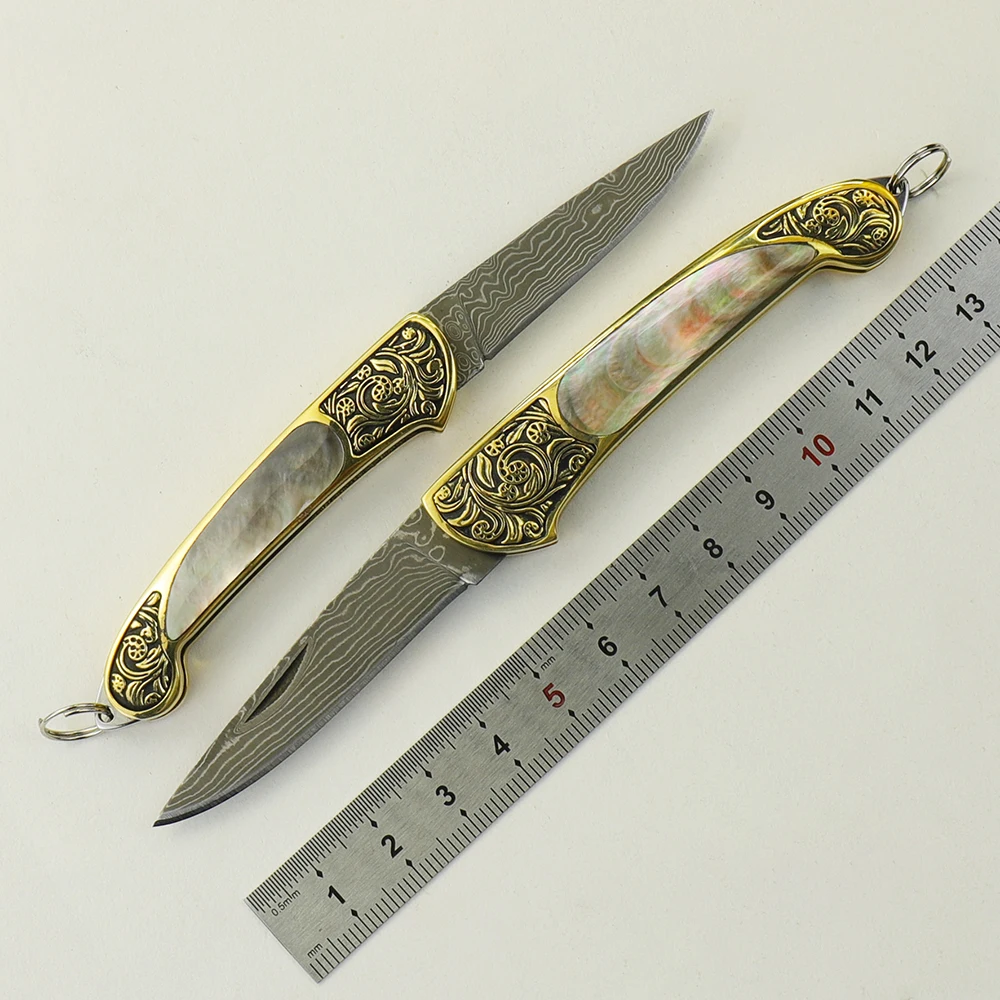 

WUBU Damascus Folding Knife Survival Pocket Knife Tactical Self Defense Weapons Hunting Knife Mini Knife EDC Tool