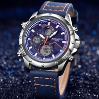 boamigo fashion mens watches for men military digital analog quartz chronograph sport watch waterproof leather led reloj hombre