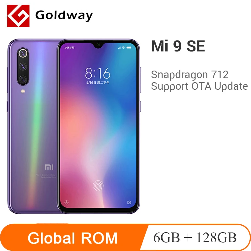 Мобильный телефон с глобальной ПЗУ Xiaomi mi 9 SE, 6 ГБ, 64 ГБ, mi 9 SE, Восьмиядерный процессор Snapdragon 712, 5,97 дюймов, 48мп, тройная камера с дисплеем, отпечаток пальца
