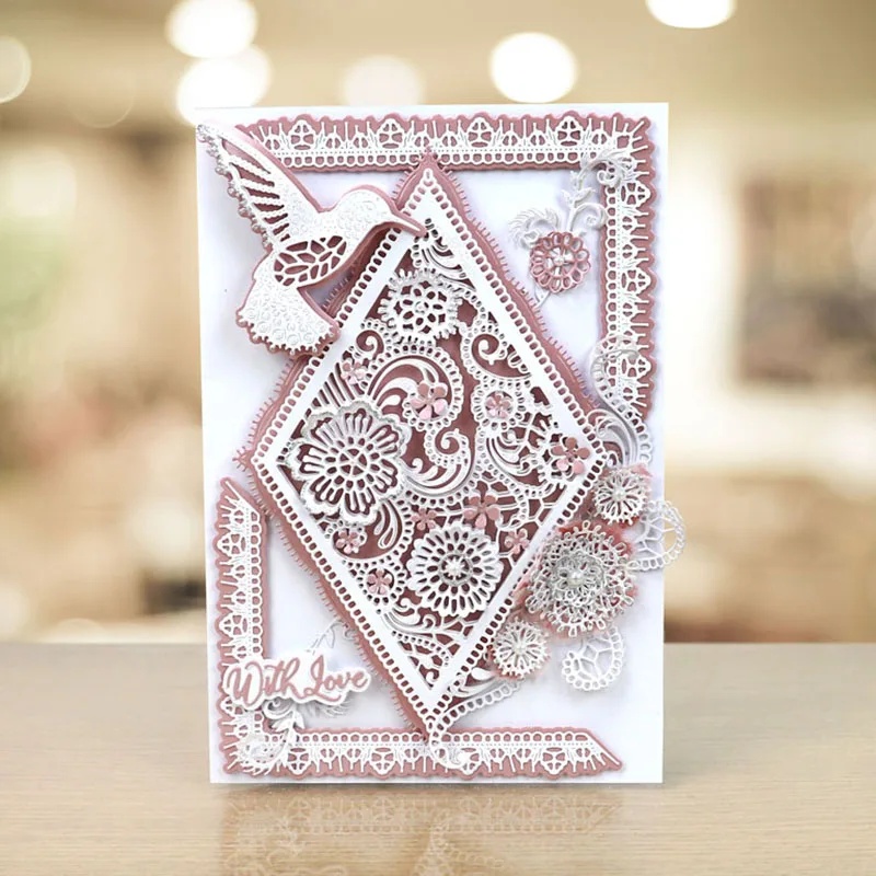 Elliptical Rectangular Flower Frame Metal Cutting Dies Scrapbooking Album Paper DIY Card decoration Craft Embossing Die Cuts | Дом и сад