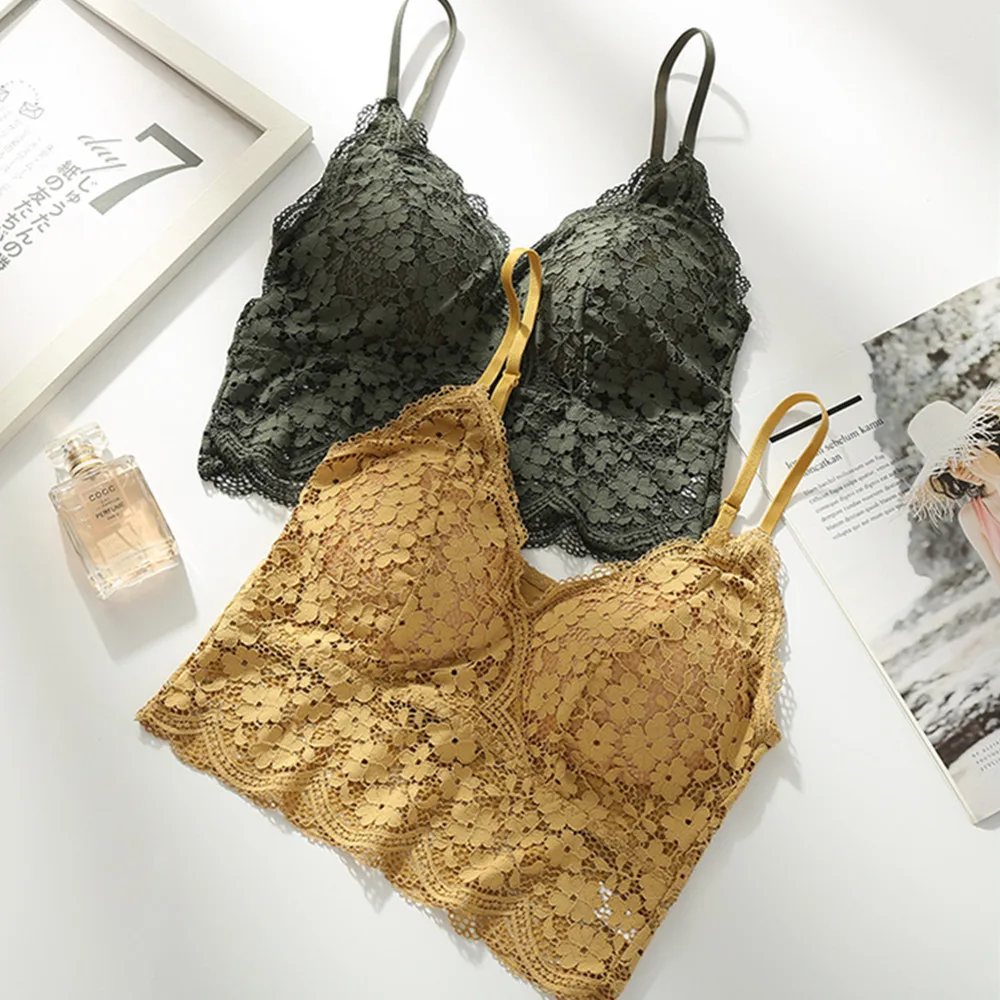 

New Arrival Women Push Up Wireless Floral Lace Bra Top Women Bralette Underwear Lingerie Full Cup Hot Sale