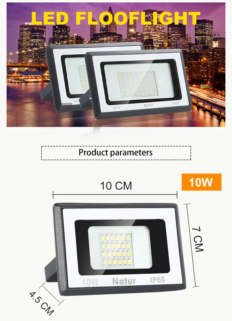 10 Вт/30 Вт/50 Вт/100 w/200 w/300 w/500 W Светодиодный прожектор светильник Ip65 Водонепроницаемый наводнений светильник уличный AC220V Точечный светильник для наружных стен светильник