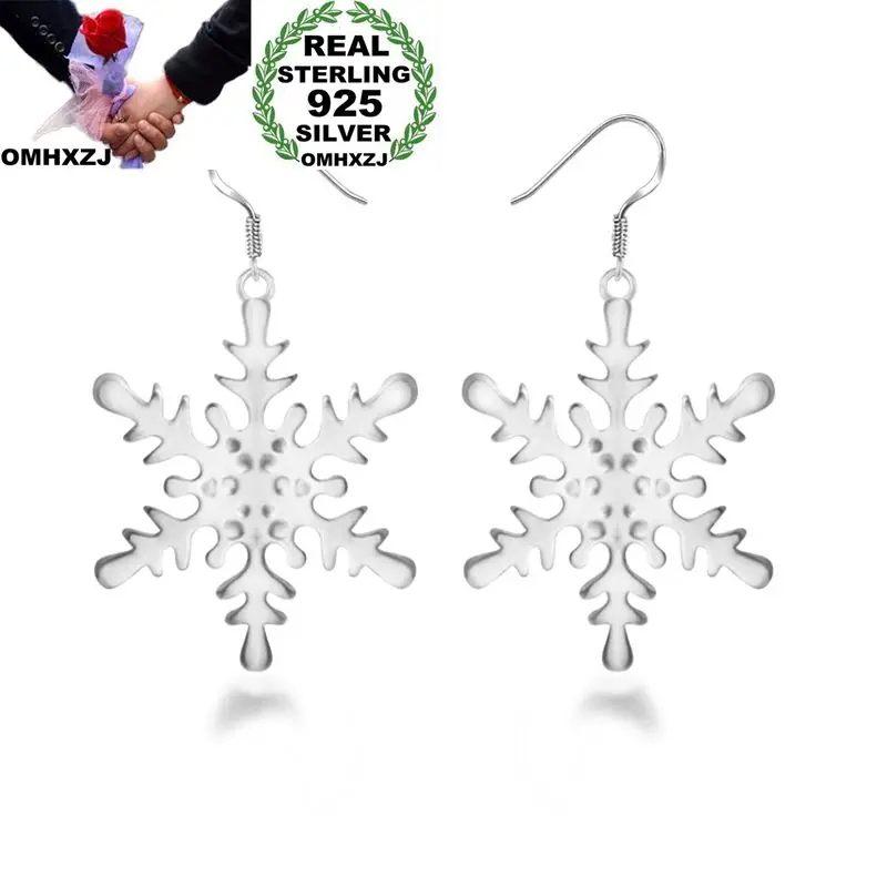 

Серьги OMHXZJ из серебра 925 пробы с белыми снежинками для женщин и девушек, оптовая продажа, YE356