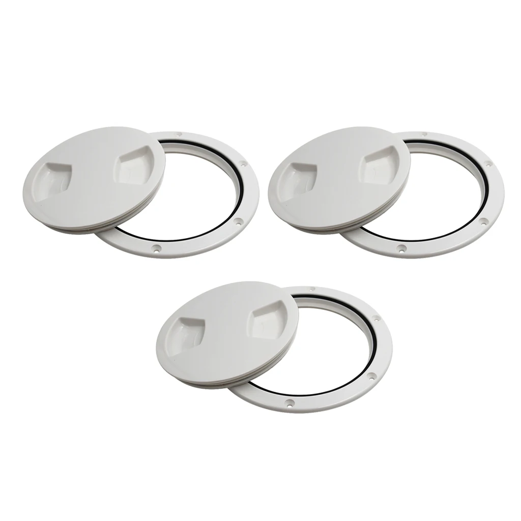 

3 Pieces Marine Boat Kayak Canoe Circular Hatch Cover Deck Plates for Boats, White, 5 inch