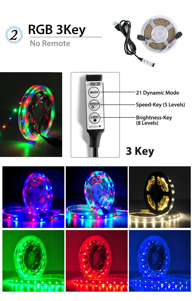 Светодиодная лента USB DC 5 в 50 см 1 м 2 м 3 м 4 м 5 м Мини 3Key 24Key гибкий светильник SMD 2835 Настольный Декор экран ТВ фоновый светильник ing