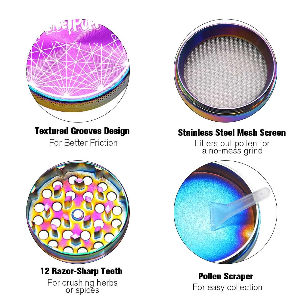 HONEYPUFF Радужный новый дизайн цинковый сплав Табак Травяные специи дробилка с