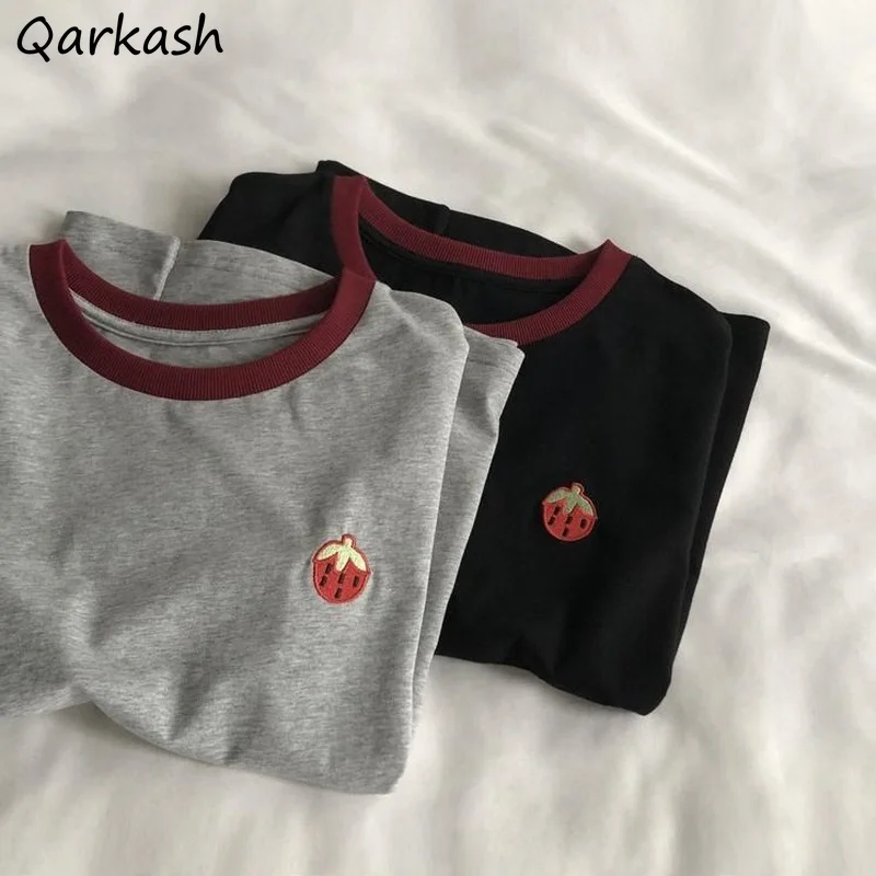 

Футболки женские летние, с коротким рукавом, круглым вырезом и вышивкой, 2021