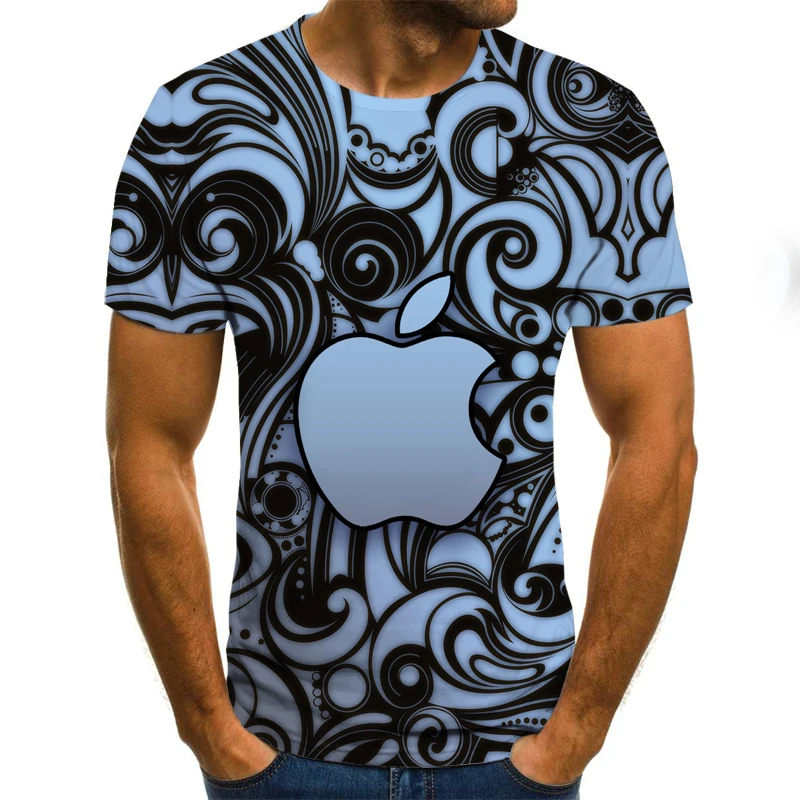 

2021 New Apple Pattern Short Sleeve T-Shirt Summer Boys And Girls Tops 3DT Shirts Men's Street Fashion Casual Large Size TShirts