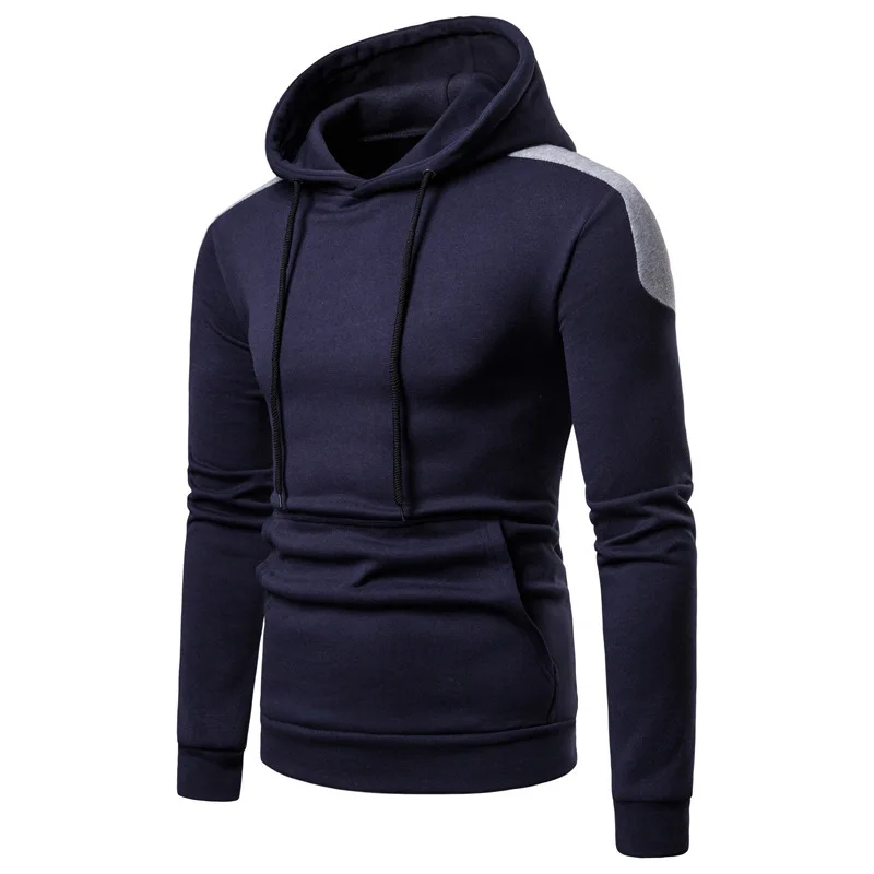 

ZOGAA 2021 Winter New Hooded Pullover Sweatshirt Men's Contrast Color Stitching Slim Sweatshirt Casual Fashion Trendy Men's Top