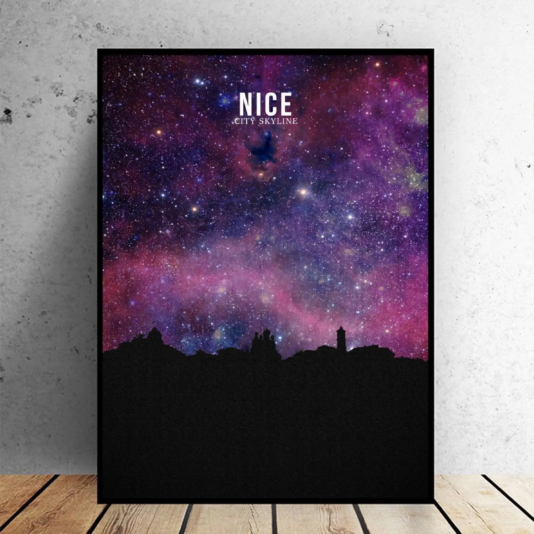 NICE Starry City Skyline Canvas Wall Art Print Modern Poster Pictures Living Room Decor | Дом и сад
