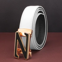high quality z letter automatic buckle mens belt leather fashion white student casual cowhide belt luxury brand