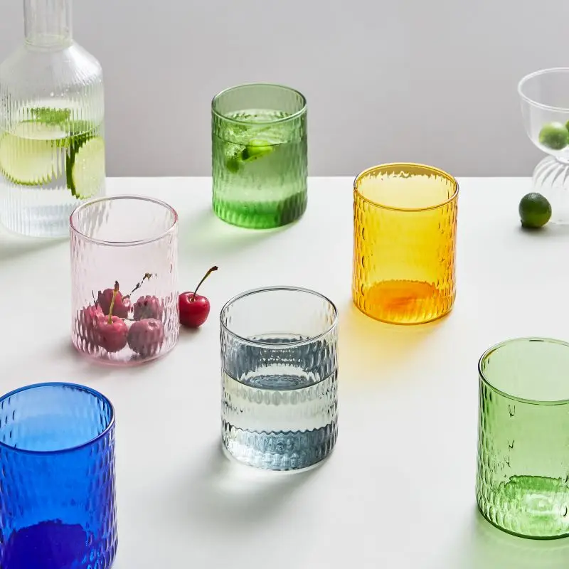 

Nordic Style Color Glass Tea Cup Modern Mugs Drinkware Cold Drink Glasses Heat-resistant Hot water Glass Lazzy House