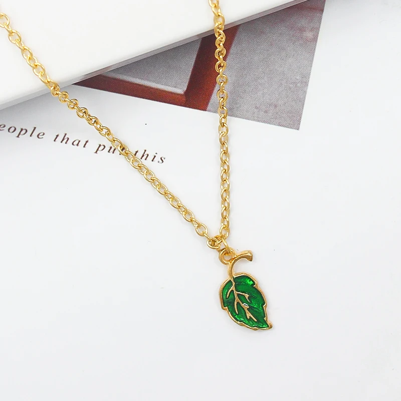 Ожерелье с подвеской в виде листьев растений металлическое ожерелье кулоном