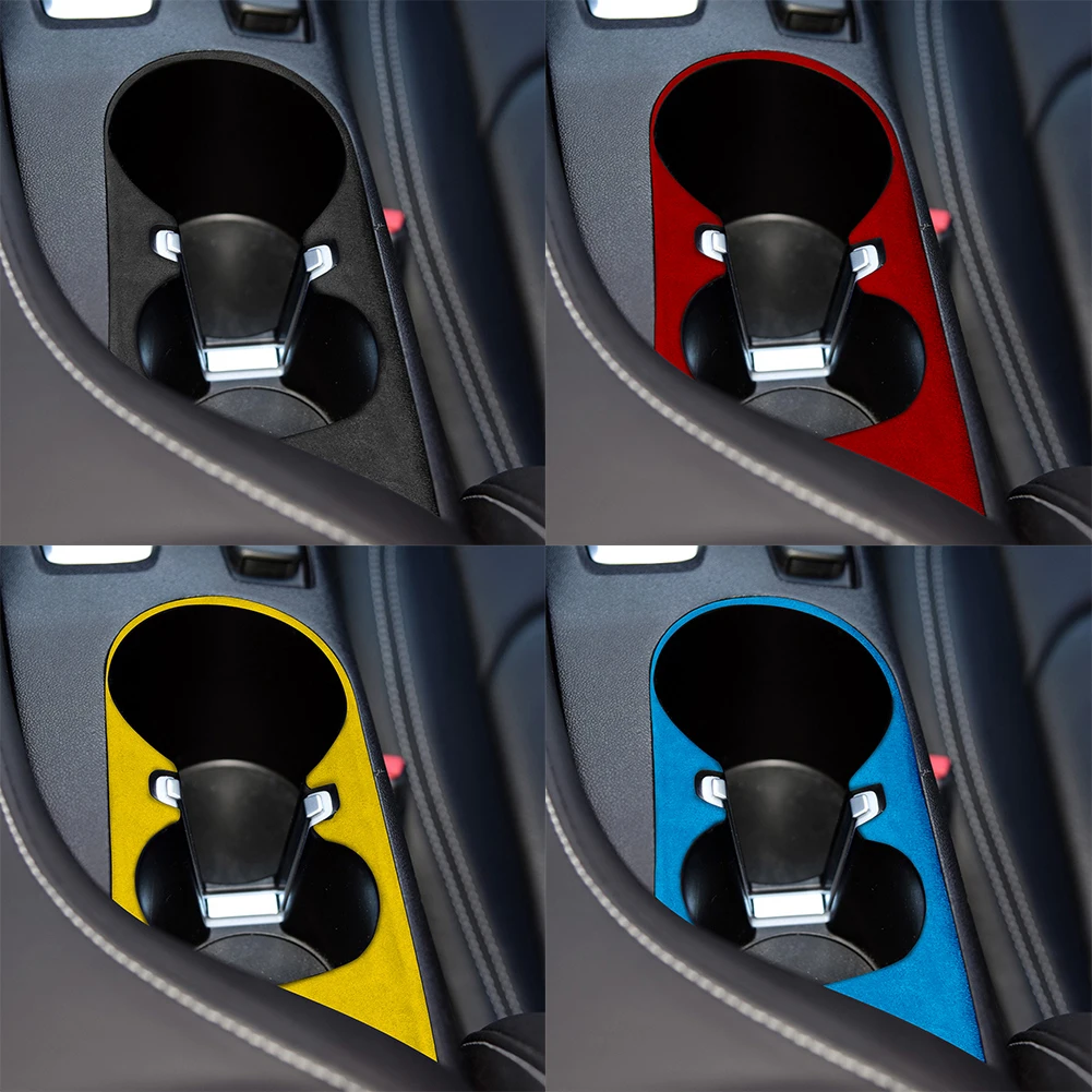 

Suede Wrapping ABS Plastic Cup Holder Trim Frame Cover Decoration for Chevrolet Camaro 2016-2020 LHD Car Interior Accessories