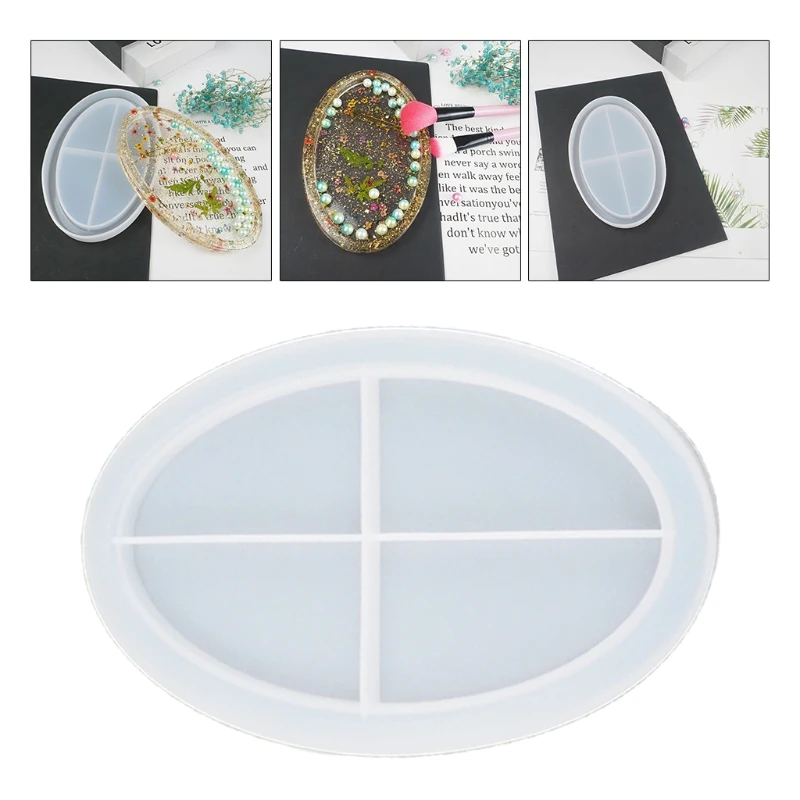 

41XC Oval Tray Crystal Epoxy Resin Mold Fruit Plate Storage Box Silicone Mould DIY Crafts Decorations Ornaments Casting Tool