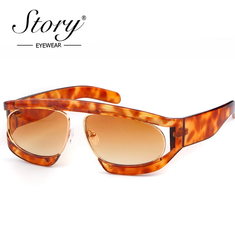 История бренд мода цельные Овальные Полые солнечные очки винтажные прозрачные