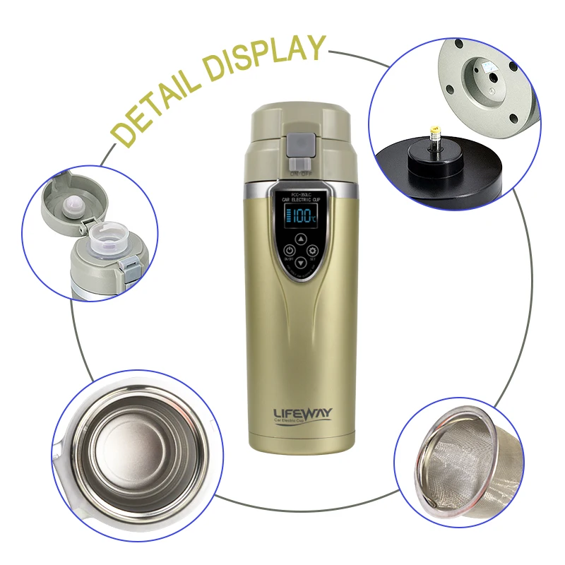 Автомобильный Электрический чайник с контролем температуры 12 В 24 умная чашка