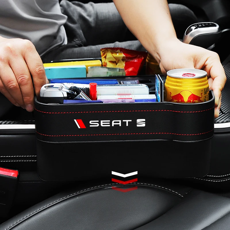 

Car Seat Gap Storage Box PU Leather Credit Card Wallet Phone Holder Organizer Case Accessories For Seat Leon 5f Ibiza 6l Cushion