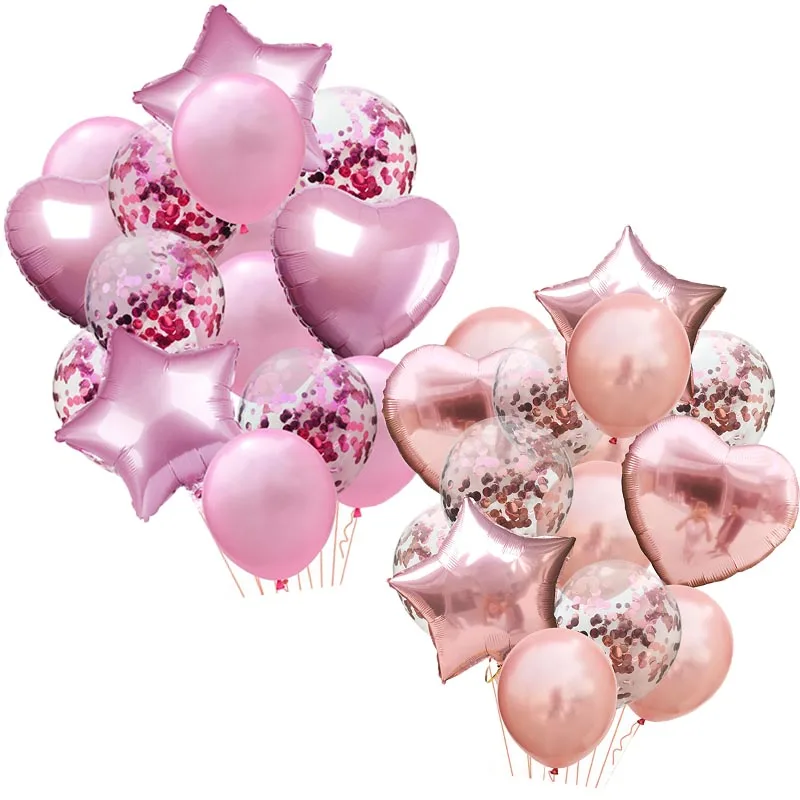 Мульти воздушный шар &quotКонфетти&quot с днем рождения воздушные шары розовое