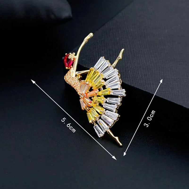 Высокое качество сверкающий Цирконий балетные костюмы для девочек брошь Для