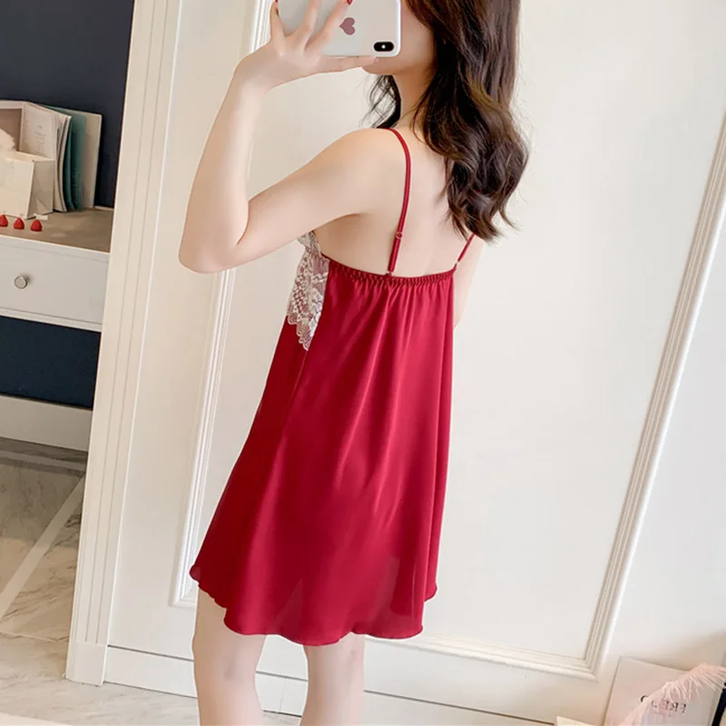 Красный женский шелковый халат невесты халаты для комплект с кружевной отделкой