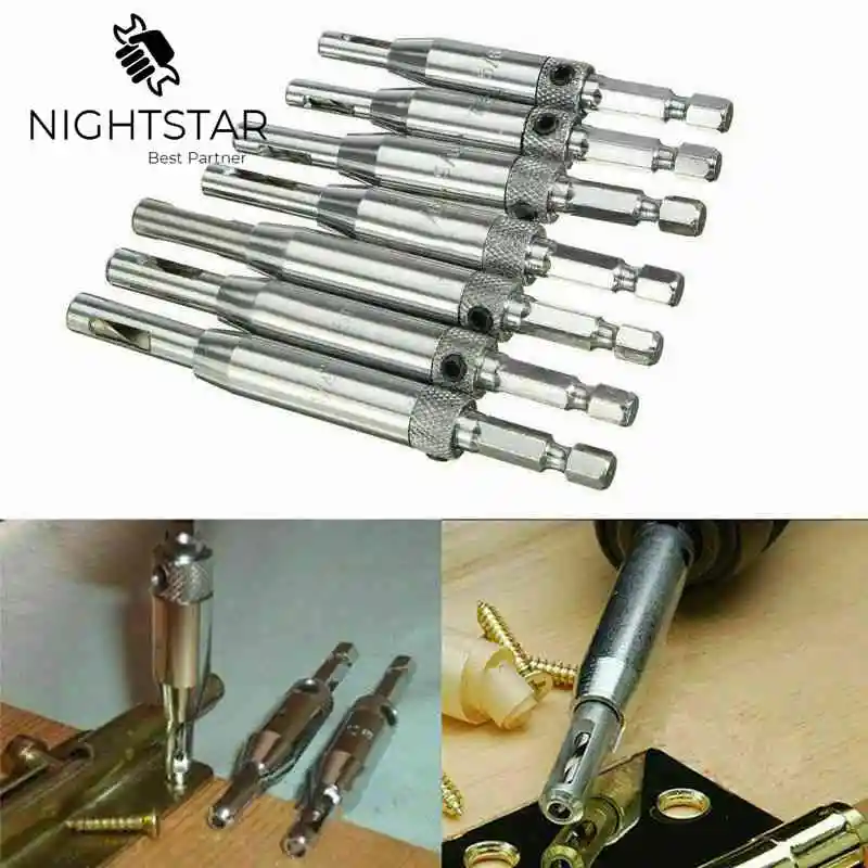 

7Pcs great Drill Bit Set Hole Puncher Hinge Tapper for Doors Self Centering furadeira herramientas drill perforator power tools