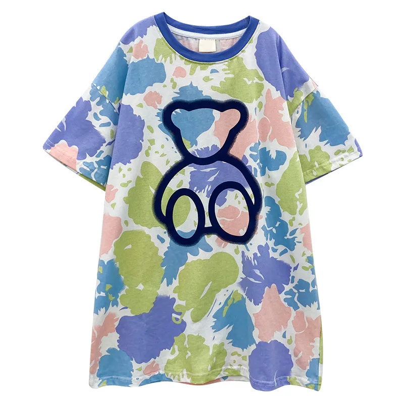 

Girls' 2021 new children's long t summer cartoon Printed T top wear shirt 7-99