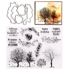 Новинка 2020, прозрачные штампы с металлическими вырубными штампами, набор штампов с деревом для скрапбукинга своими руками