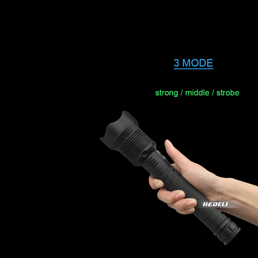 Мощный светодиодный фонарик тактический зум XHP70.2 XHP50 Rechargeable18650 или 26650 зарядка от