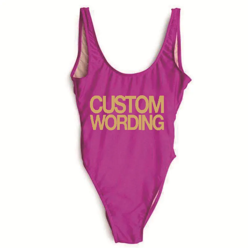 

Custom Texts One Piece Swimsuit Women Beach Wear badpak maillot de bain Swim Suit Black Swimwear Plus Size Bathing Suit monokini