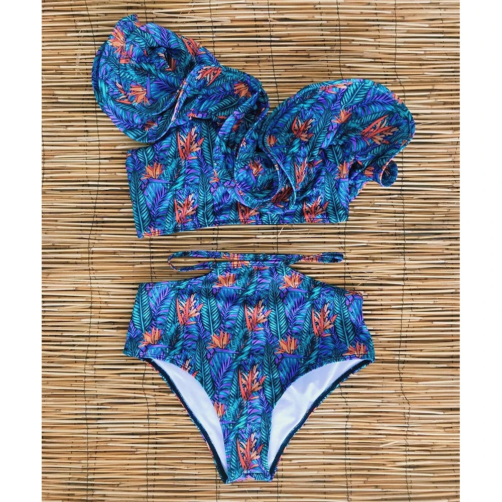 Женский купальник бикини Бразильский купальный костюм с цветочным принтом и