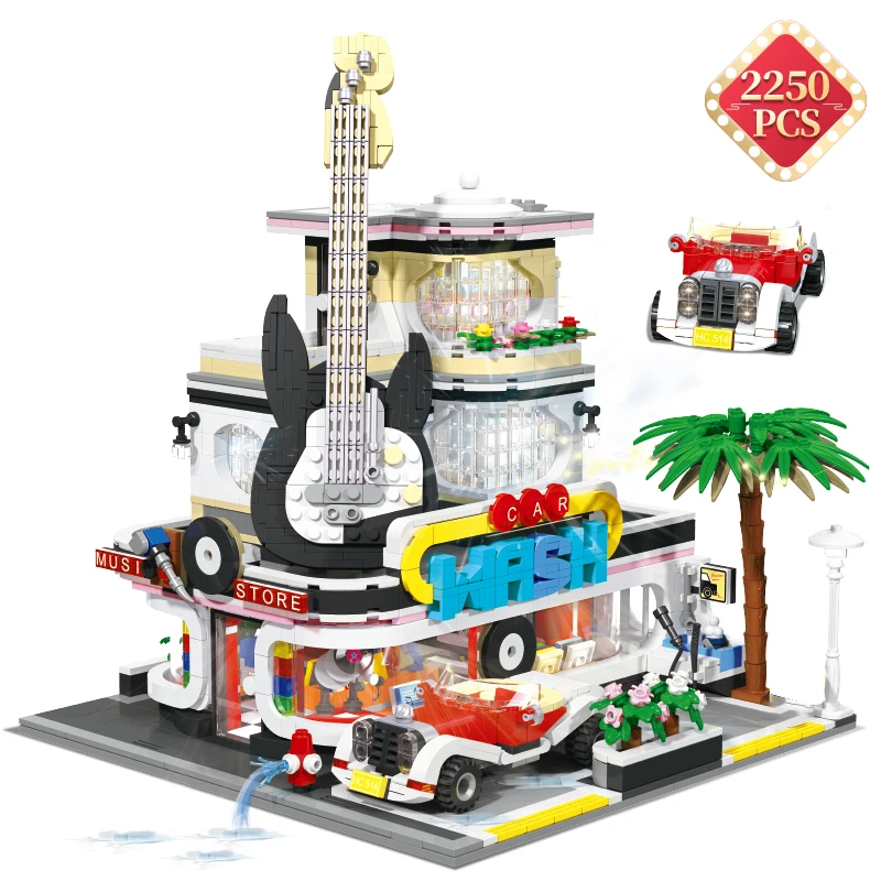 

Creator Expert Street View Building Blocks Guitar House Concert Hall High-tech Bricks Adult Toys For Festival Gift 2250pcs