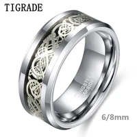 tigrade 68mm men silver color tungsten carbide ring luxury wedding band dragon inlay fashion jewelry comfort fit anel masculin
