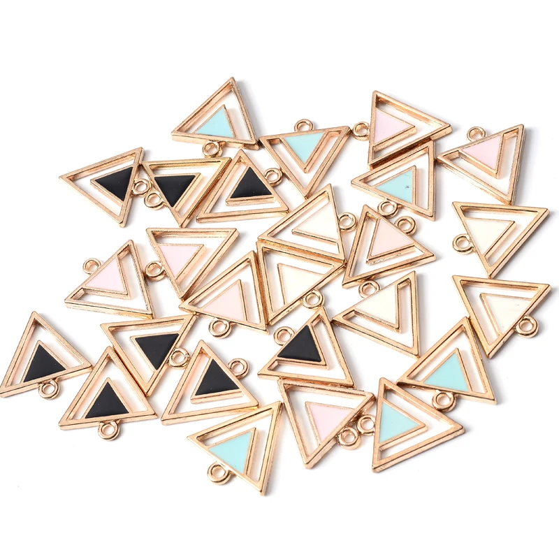

10Pcs 10*18mm Colorful Triangle Shape Charms Pendant Enamel Metal Necklace Bracelet Earrings DIY Jewelry Making Accessories