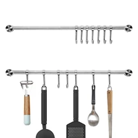 yumore 78910 kitchen sliding hollow hooks 304 stainless steel spoon pot pan rack hooks wall bathroom towel clothes