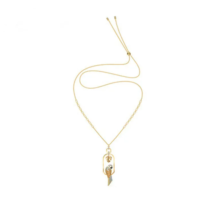 

Clever Parrot Charm Women Long Necklace Swa 1:1 Gold Color Fashion