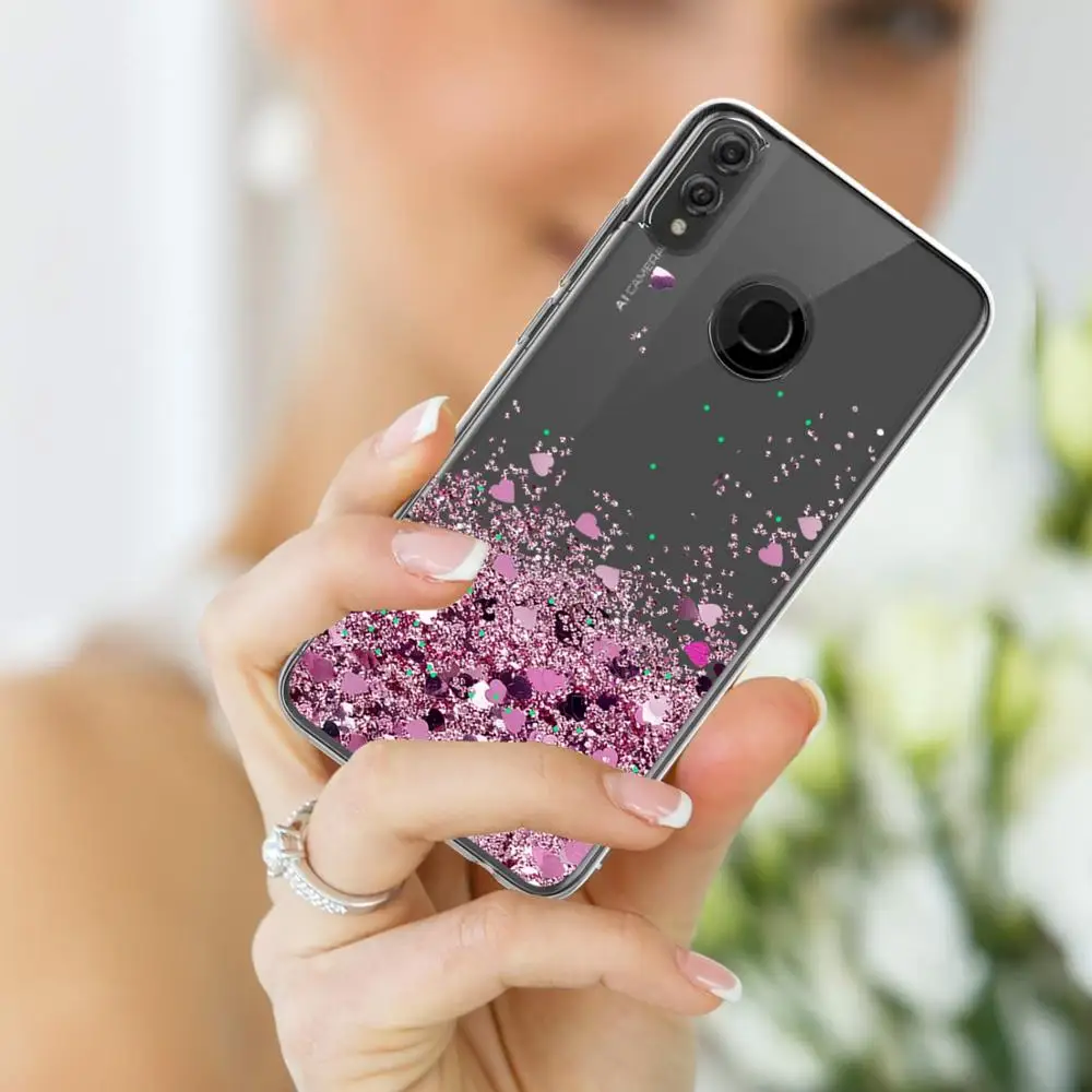 Динамичный чехол с жидким блеском Quicksand Liquid Glitter для Huawei Honor 10 9 8 Lite 20 Pro 8S 8X 8C 8A Y5 Y6 Y7 Y9 P smart 2018 2019 Cover on.