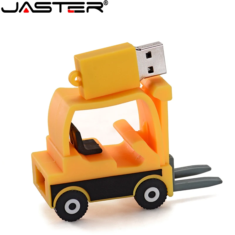 

JASTER cartoon type 64GB flash drive USB2.0 version 4GB 8GB 16GB 32GB 64GB 128GB exquisite small yellow forklift U disk