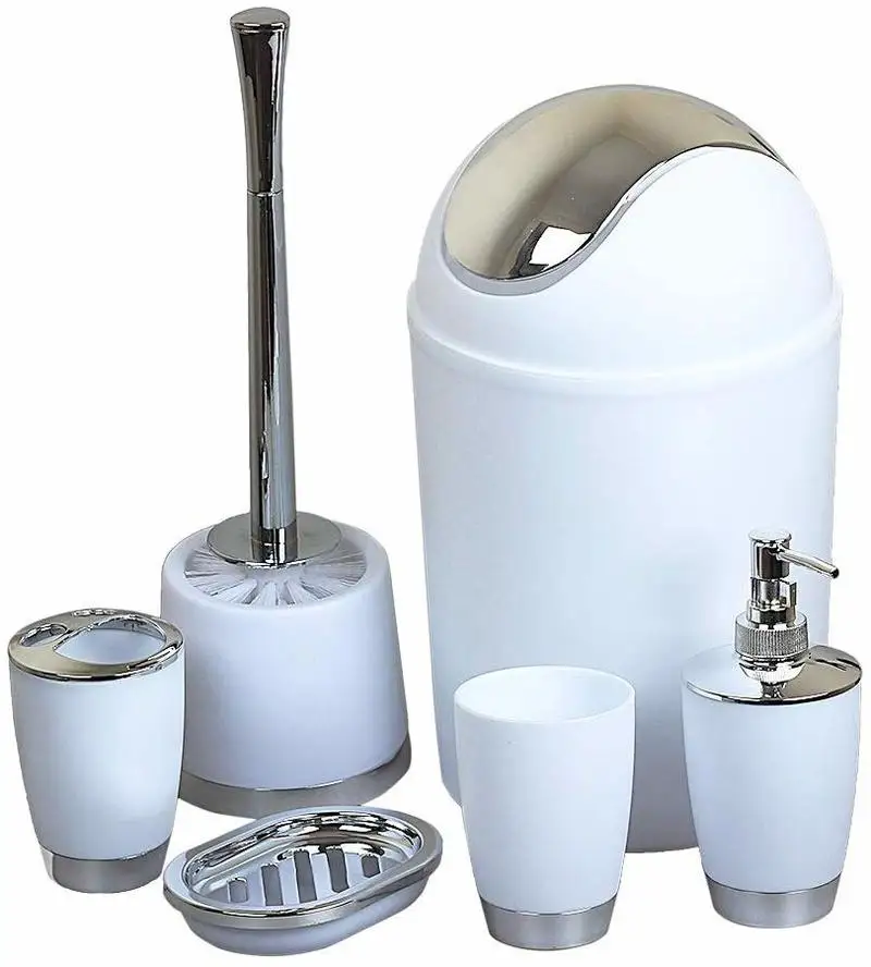 Trash can hotel household items plating plastic bathroom 6-piece wash bathroom set bathroom set accessories