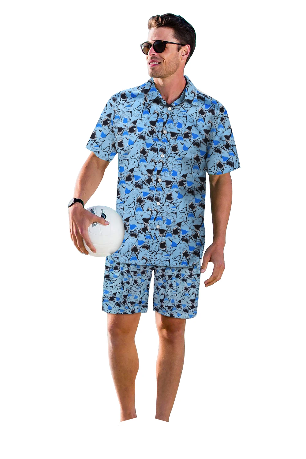 

Мужской комплект из 2 предметов, Гавайская Повседневная рубашка и шорты с мультяшным принтом, пляжный костюм с короткими рукавами, лето 2020