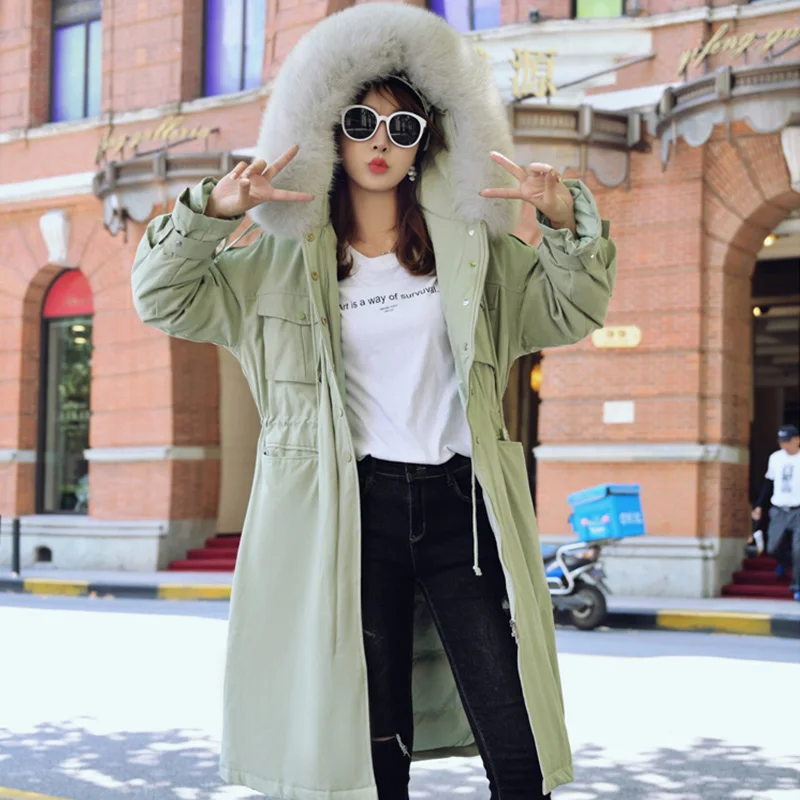 Fitaylor женский пуховик с большим воротником из натурального меха енота Толстая