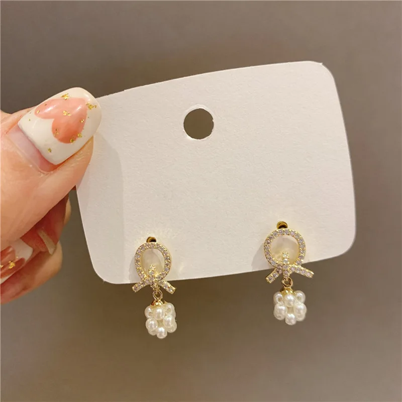 

S925 Silver Needle Pearl Temperament Earrings Korea 2021 New Ear Jewelry for Woman Female Simple Ear Clips Without Pierced Ears