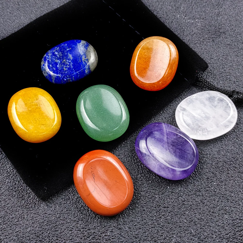 

1 bag Seven Chakras thumb scrapping plate Energy Gems Crystal Healing chakela Lapis Amethyst Guasha plates