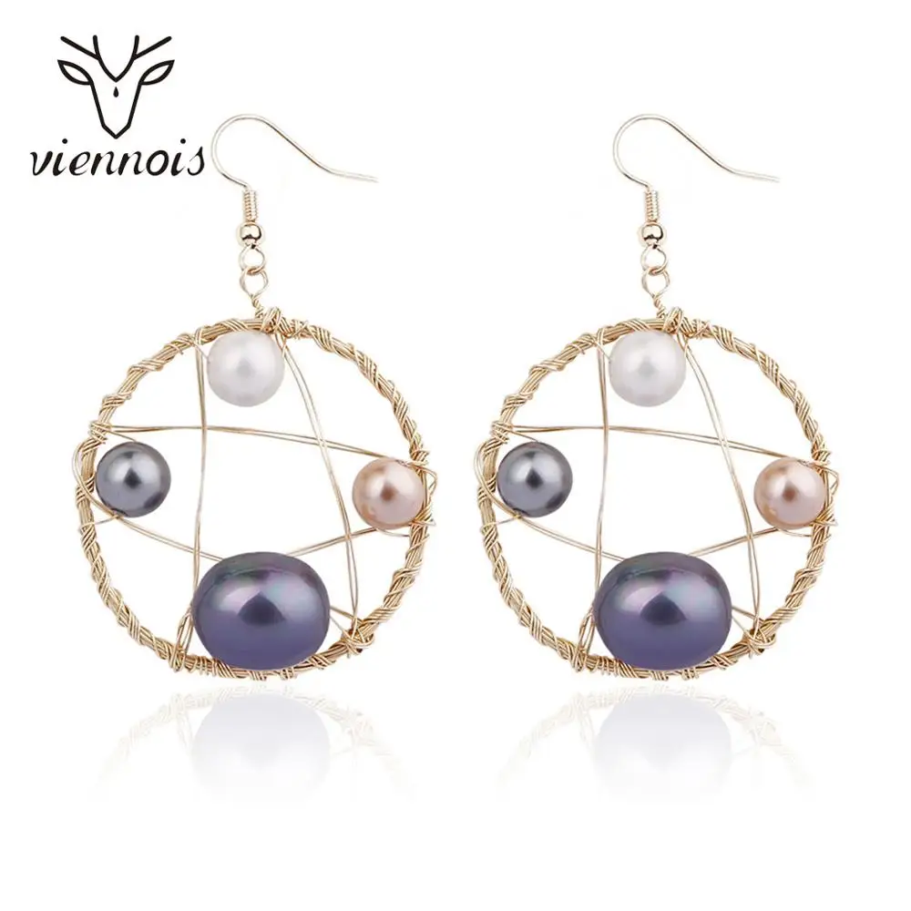 От Viennois покрытие из ручное плетение геометрические серьги с человеческой