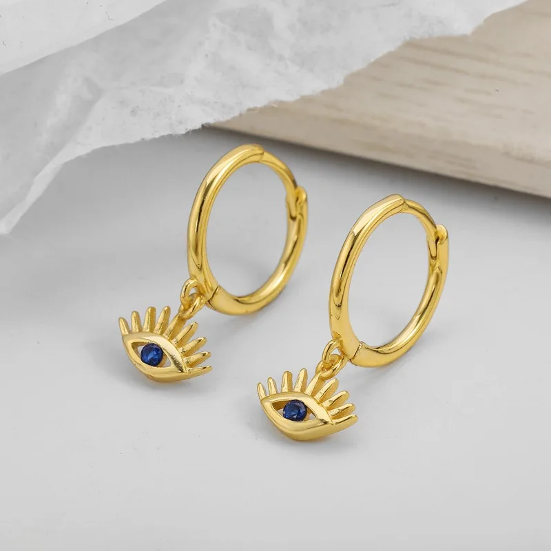 Женские серьги-кольца Foxanry серебро 925 пробы с цирконом